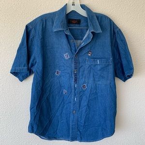 Jean Louis Fradet Denim Shirt Embroidered Logo
